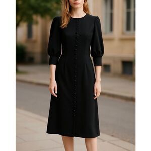 Vintage World Knits Dress Womens size 8 Black Wool Lined Dark Academia Hong Kong